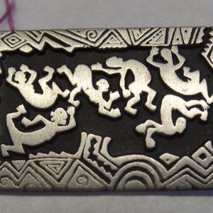 Alice Seely 2000 Pewter Brooch  Petroglyph Kokopel